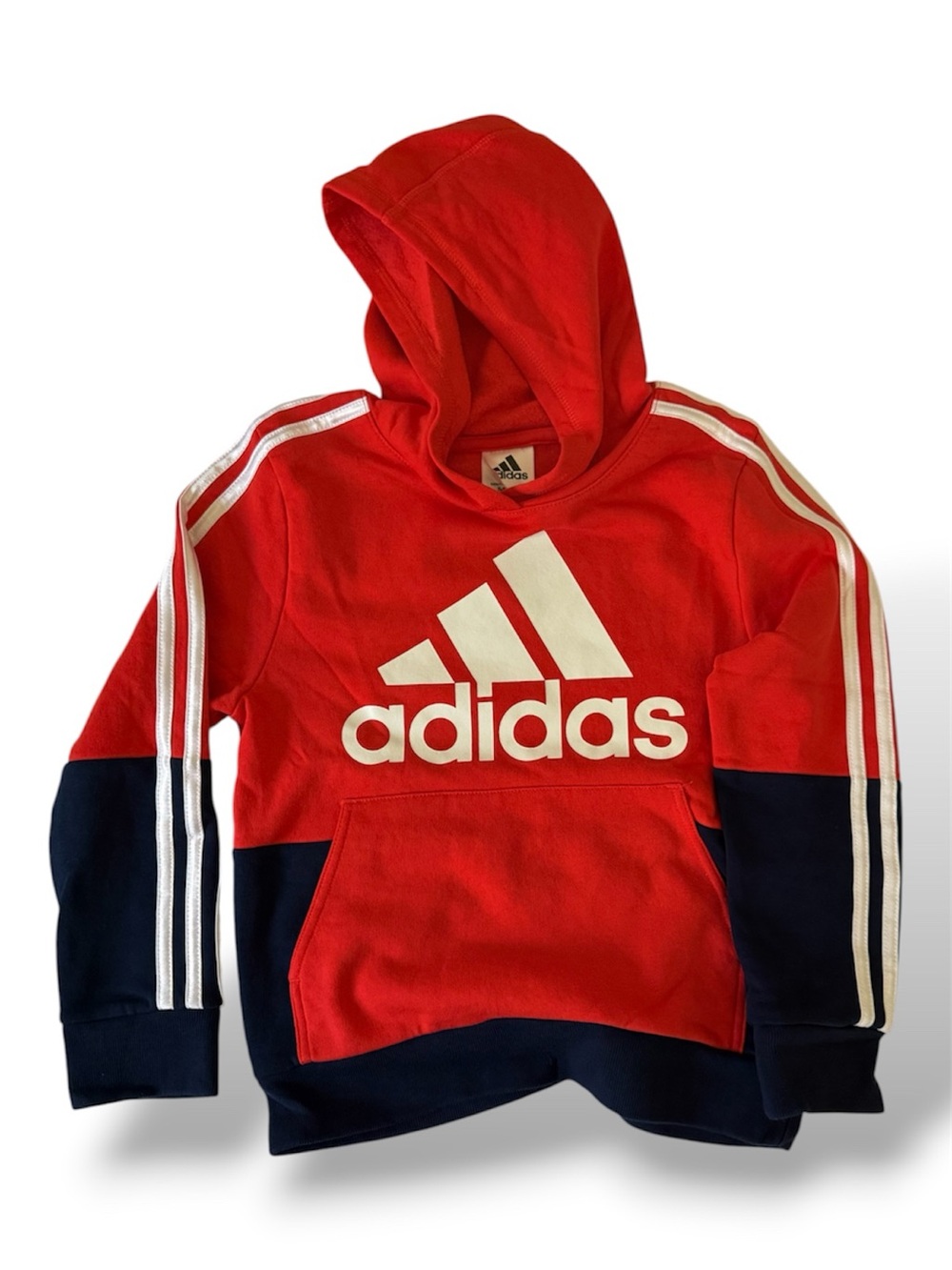 adidas Red & Navy Colorblock Kids Hoodie Sweatshirt